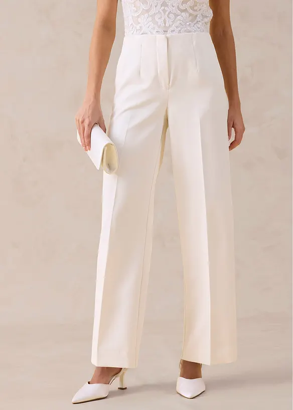 Marlenehose in weiß von vorne - bonprix