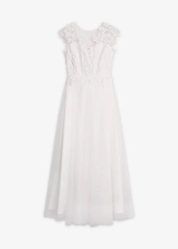 Brautkleid aus zartem Tüll mit Spitze in weiß von vorne - bonprix Brautkleid aus zartem Tüll mit Spitze in weiß von vorne - bonprix