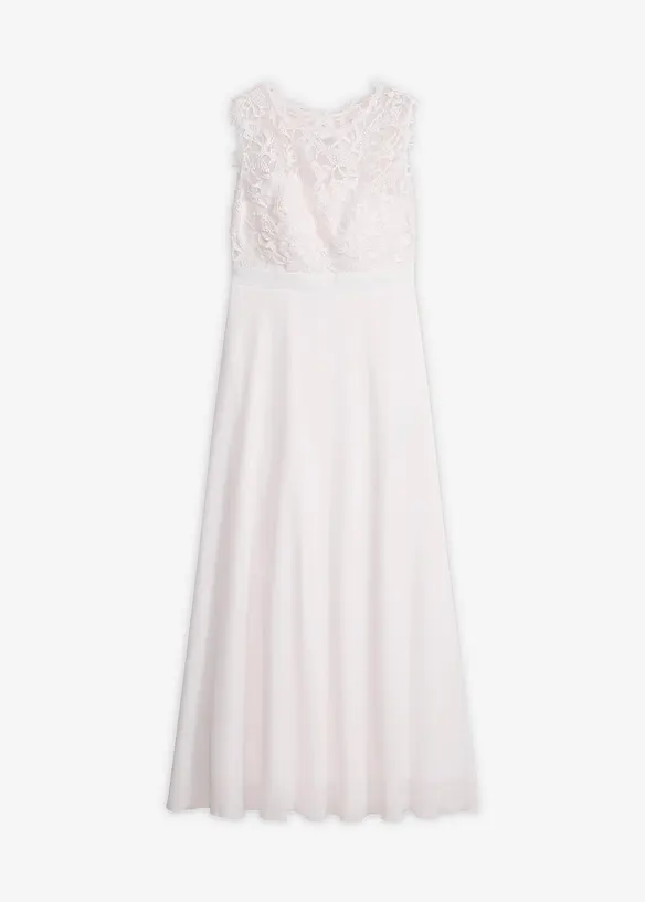 Abend-Maxikleid mit Spitze in weiß von vorne - bonprix