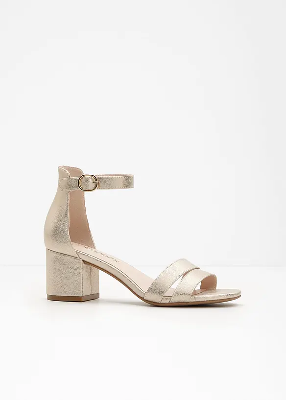 Sandaletten mit Blockabsatz in gold - bonprix