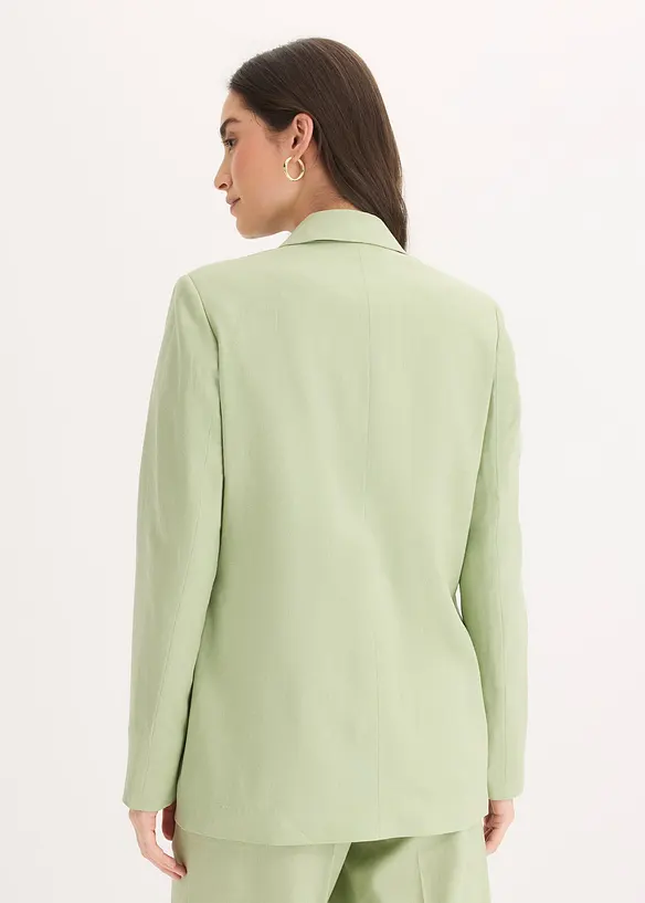 Leinen-Blazer in grün von hinten (im Anschnitt) - bonprix