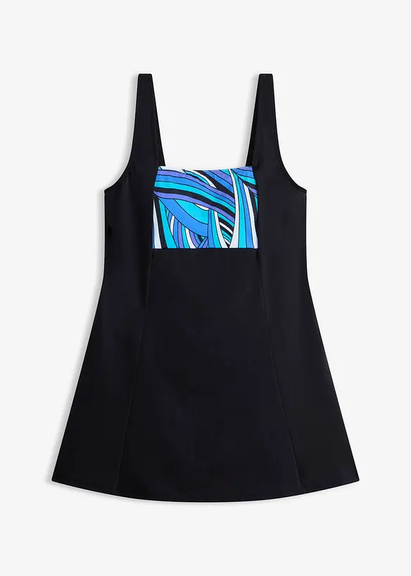 Light Shape-Badekleid mit längerem Bein in schwarz von vorne - bonprix