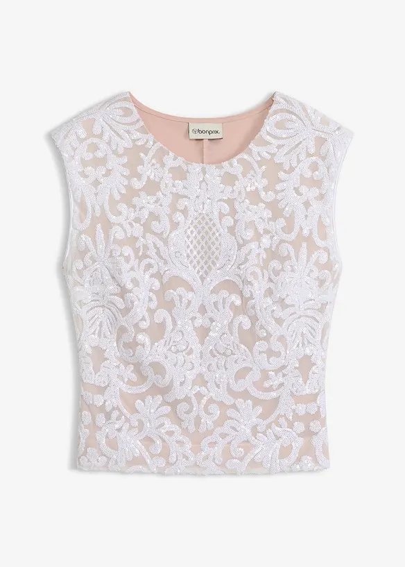 Pailletten-Top in weiß von vorne - bonprix Pailletten-Top in weiß von vorne - bonprix