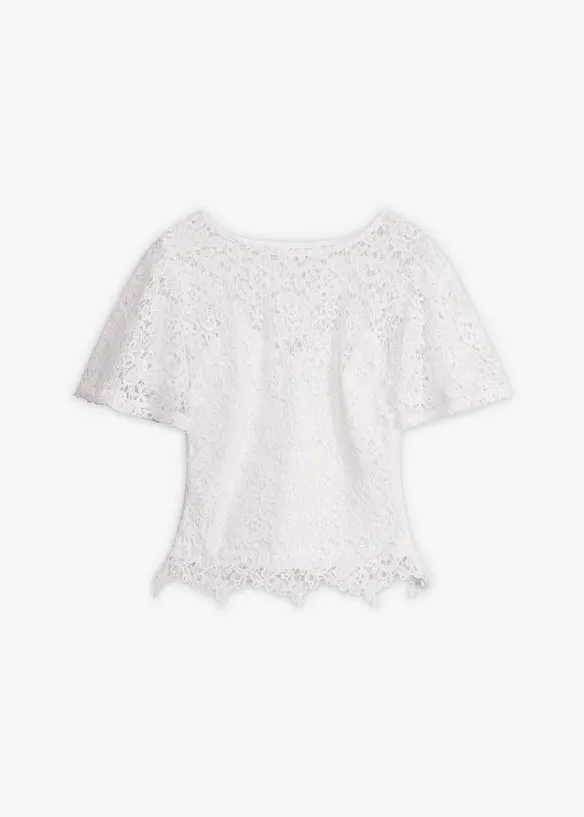 Spitzenshirt in weiß von vorne - bonprix
