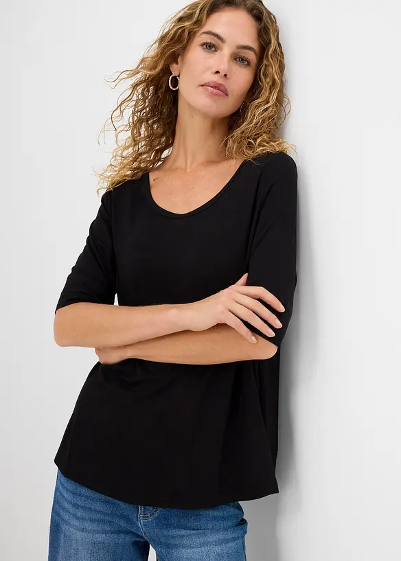 Shirt aus softem Viskose-Mix in schwarz von vorne (im Anschnitt) - bonprix Shirt aus softem Viskose-Mix in schwarz von vorne (im Anschnitt) - bonprix