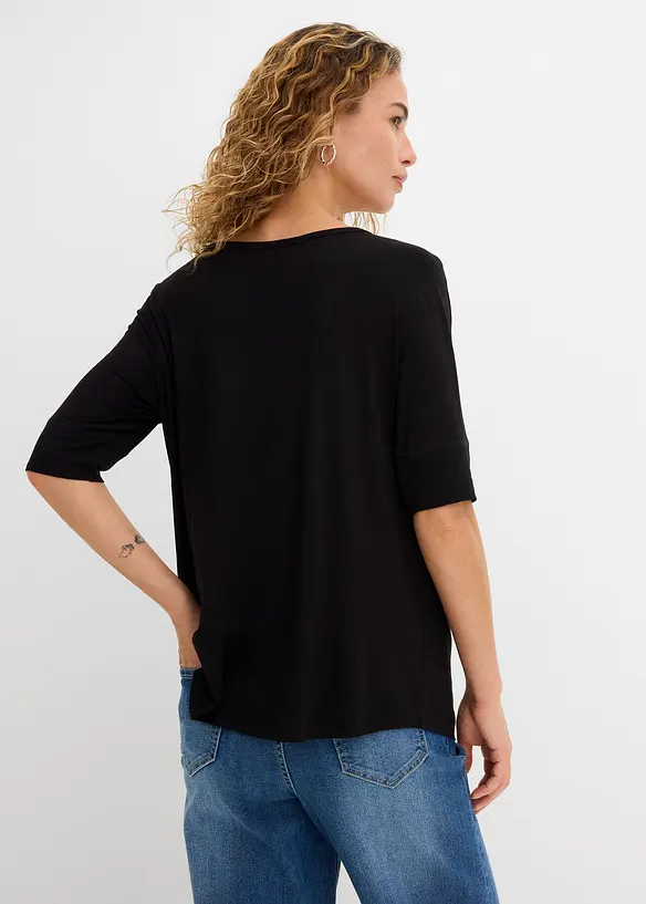 Shirt aus softem Viskose-Mix in schwarz von hinten (im Anschnitt) - bonprix Shirt aus softem Viskose-Mix in schwarz von hinten (im Anschnitt) - bonprix