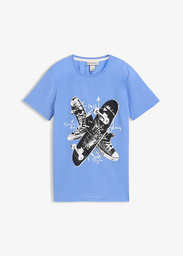 T-Shirt mit Skater-Print in blau von vorne - bonprix