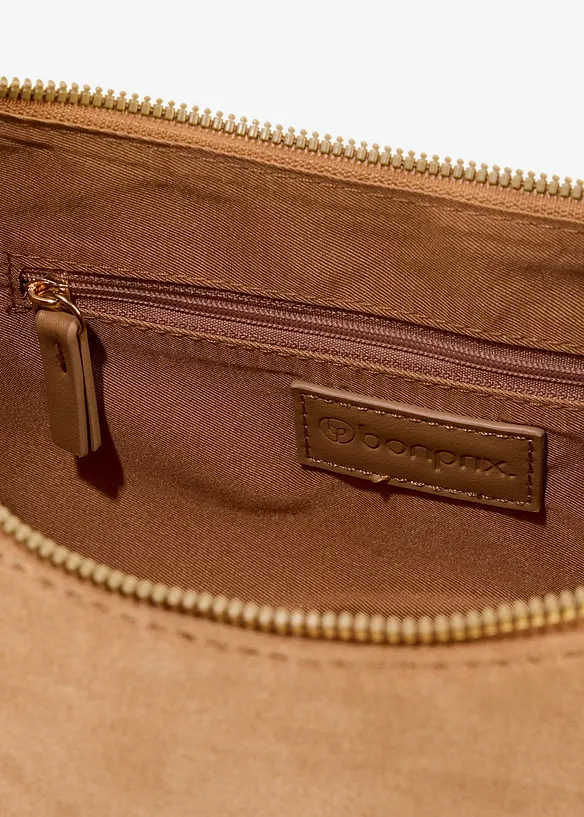 Umhängetasche mit Metallringgriffen in beige geöffnet - bonprix