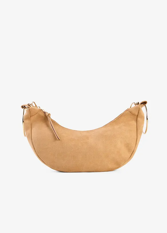 Umhängetasche mit Metallringgriffen in beige von vorne - bonprix