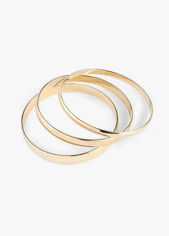 Armreif im schlichten Design 3er-Pack in gold von vorne - bonprix