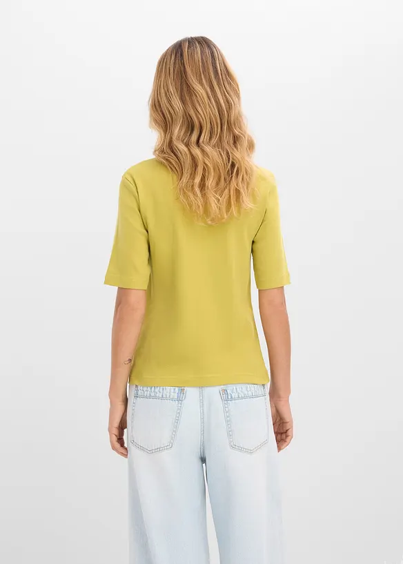 Rippshirt aus reiner Bio-Baumwolle in grün von hinten (im Anschnitt) - bonprix