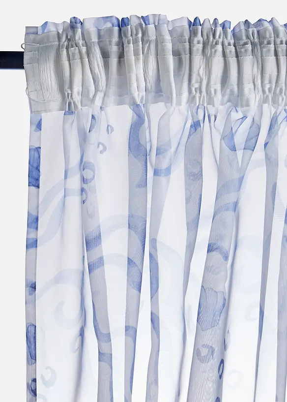 Transparente Gardine aus feinem Voile (1er Pack) in blau - bonprix