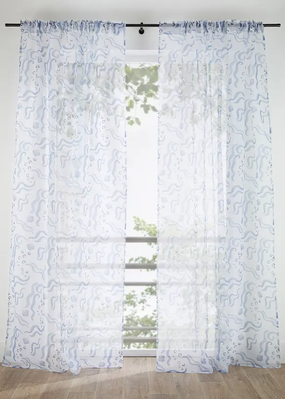 Transparente Gardine aus feinem Voile (1er Pack) in blau - bonprix