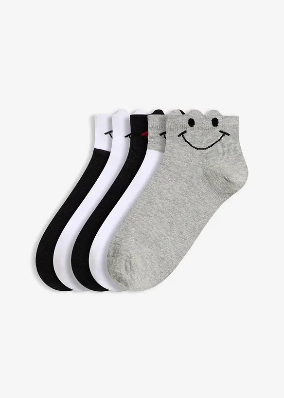 Kurzsocken mit Bio-Baumwolle (5er Pack) in weiß von vorne - bonprix