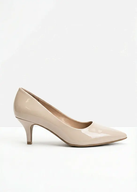 Pumps in Lack-Optik in beige - bonprix