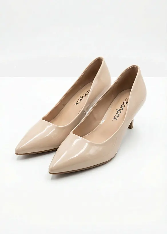 Pumps in Lack-Optik in beige - bonprix