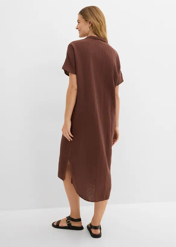 Musselin-Kaftan aus reiner Baumwolle in braun von hinten (Totalaufnahme) - bonprix Musselin-Kaftan aus reiner Baumwolle in braun von hinten (Totalaufnahme) - bonprix