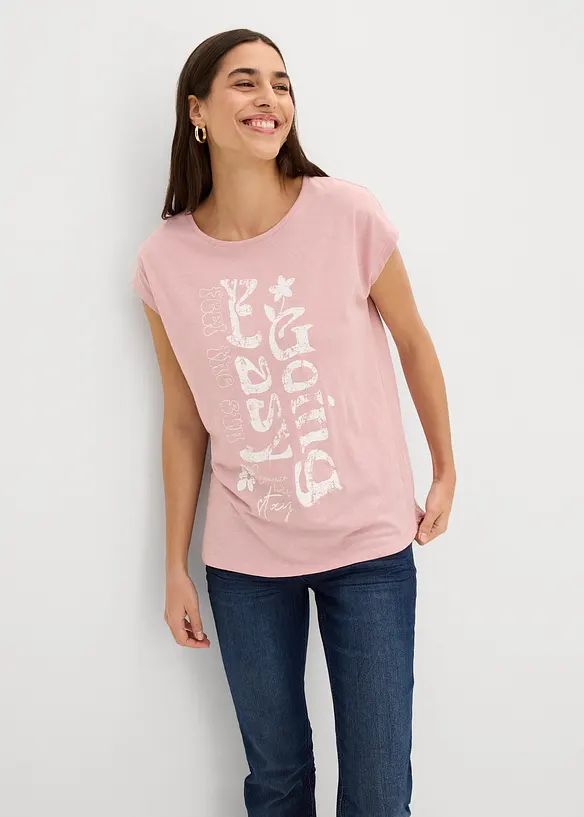 Longshirt aus reiner Bio-Baumwolle in rosa von vorne (im Anschnitt) - bonprix Longshirt aus reiner Bio-Baumwolle in rosa von vorne (im Anschnitt) - bonprix