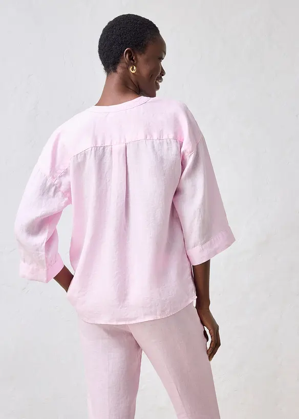 Oversize-Bluse aus reinem Leinen in rosa von hinten (im Anschnitt) - bonprix Oversize-Bluse aus reinem Leinen in rosa von hinten (im Anschnitt) - bonprix