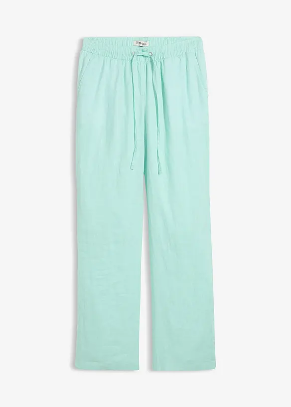 Schlupfhose  aus reinem Leinen in grün von vorne - bonprix