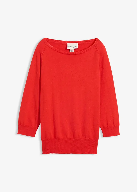 Pullover mit Seidenanteil in rot von vorne - bonprix
