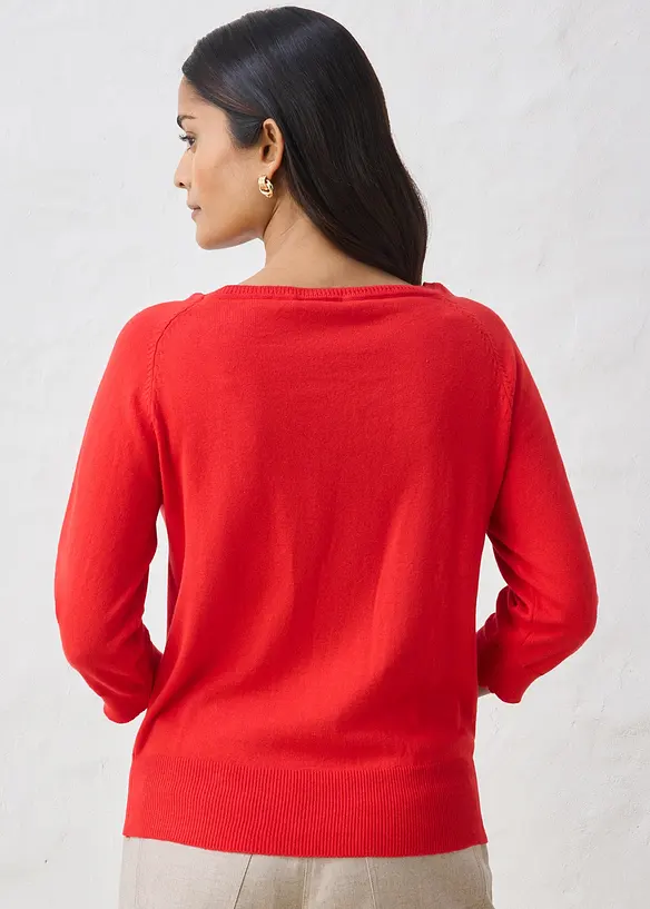 Pullover mit Seidenanteil in rot von hinten (im Anschnitt) - bonprix