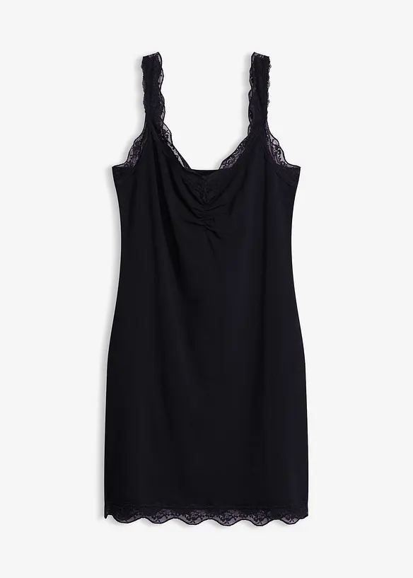 Nachthemd mit Spitzenträgern in schwarz von vorne - bonprix