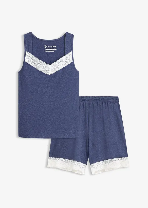 Shorty aus reiner Baumwolle in blau von vorne - bonprix