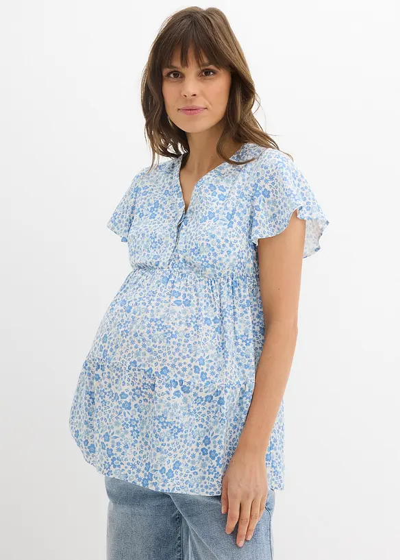 2-in-1 Umstands- und Stillbluse aus fließender Viskose in weiß von vorne (im Anschnitt) - bonprix