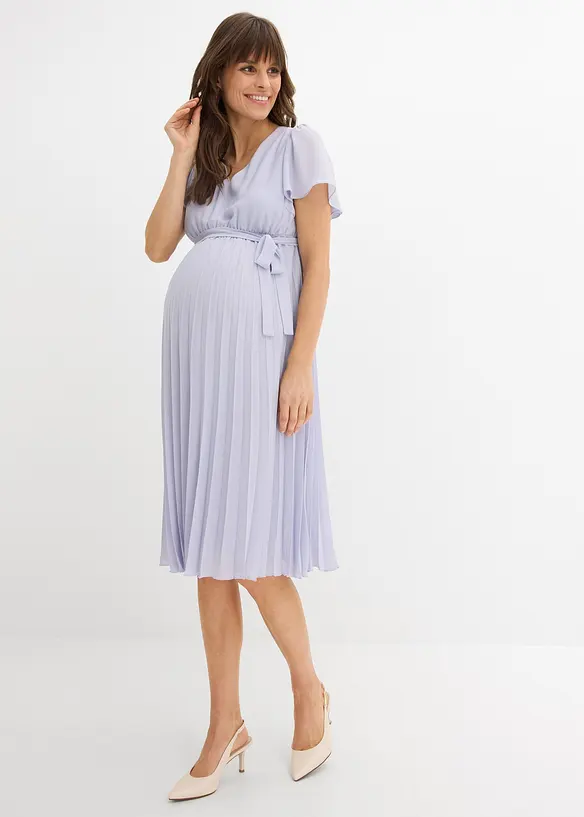Umstandskleid aus zartem Georgette in lila von vorne (Totalaufnahme) - bonprix