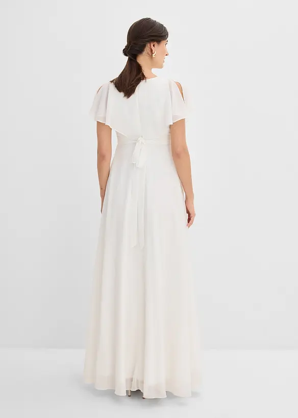 Umstands-Hochzeitskleid mit Stillfunktion aus Chiffon in weiß von hinten (Totalaufnahme) - bonprix