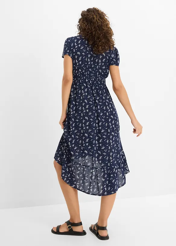 2-in-1 Umstands- und Stillkleid aus Viskose- Crepe in blau von hinten (Totalaufnahme) - bonprix