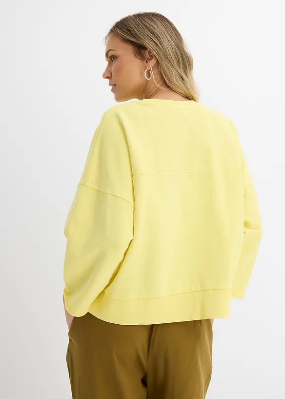 Oversize-Sweatshirt aus reiner Baumwolle in gelb von hinten (im Anschnitt) - bonprix