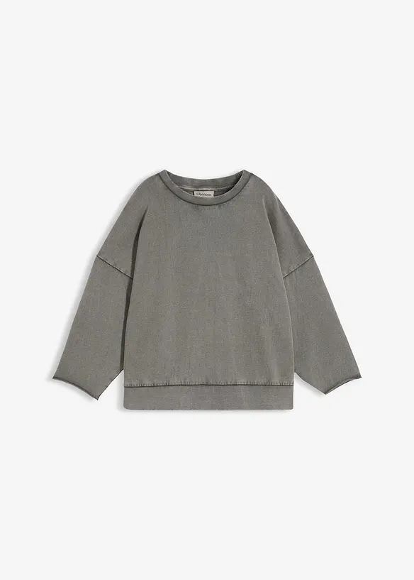 Oversize-Sweatshirt aus reiner Baumwolle in grau von vorne - bonprix