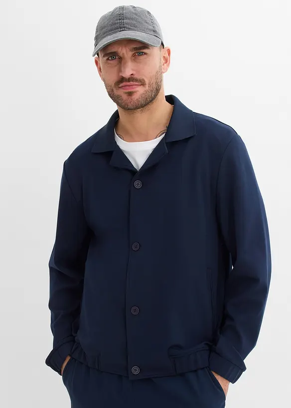 Anzug-Blouson aus bequemen Punto di Roma in blau von vorne (im Anschnitt) - bonprix
