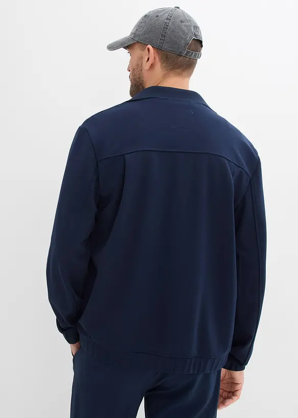 Anzug-Blouson aus bequemen Punto di Roma in blau von hinten (im Anschnitt) - bonprix
