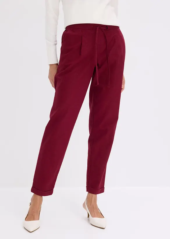 Leinenhose aus einem Leinen-Mix in rot von vorne - bonprix