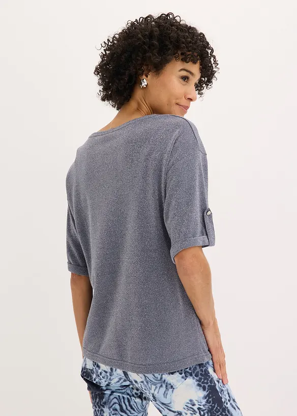 Glitzer Viskose-Shirt mit Glanzdruck in blau von hinten (im Anschnitt) - bonprix Glitzer Viskose-Shirt mit Glanzdruck in blau von hinten (im Anschnitt) - bonprix