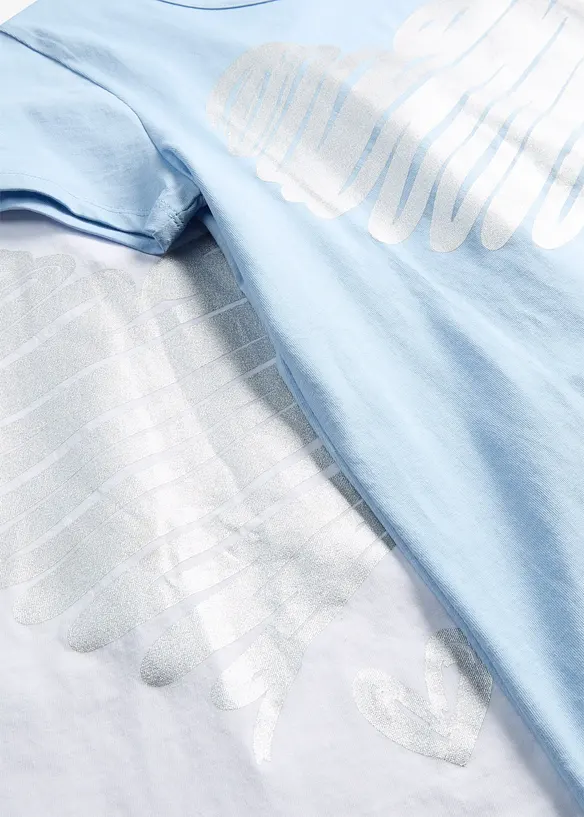 T-Shirt mit Bio-Baumwolle (2er Pack) in blau - bonprix