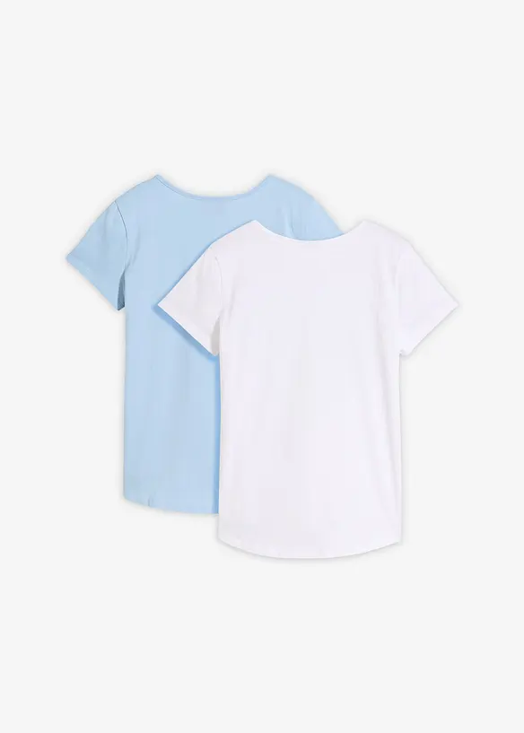 T-Shirt mit Bio-Baumwolle (2er Pack) in blau von hinten - bonprix