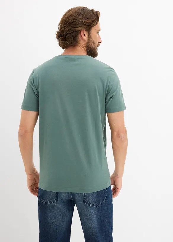 T-Shirt aus reiner Baumwolle in grün von hinten (im Anschnitt) - bonprix