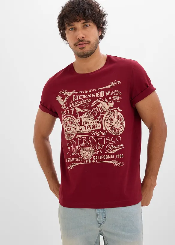 T-Shirt aus reiner Baumwolle in rot von vorne (im Anschnitt) - bonprix
