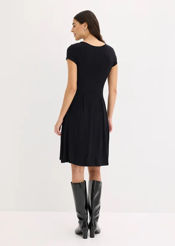 Shirtkleid aus fließender Viskose in schwarz von hinten (Totalaufnahme) - bonprix
