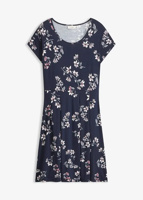 Shirtkleid aus fließender Viskose in blau von vorne - bonprix
