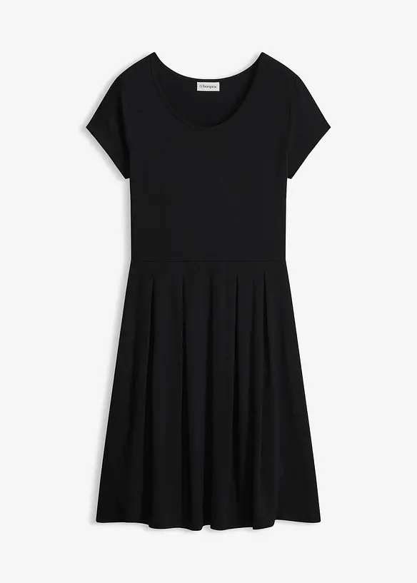 Shirtkleid aus fließender Viskose in schwarz von vorne - bonprix