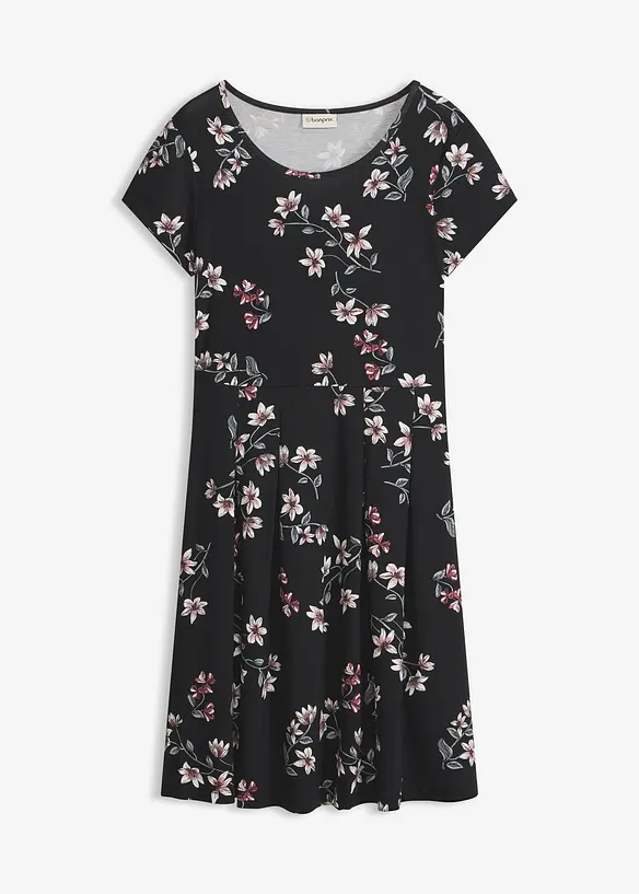 Shirtkleid aus fließender Viskose in schwarz von vorne - bonprix