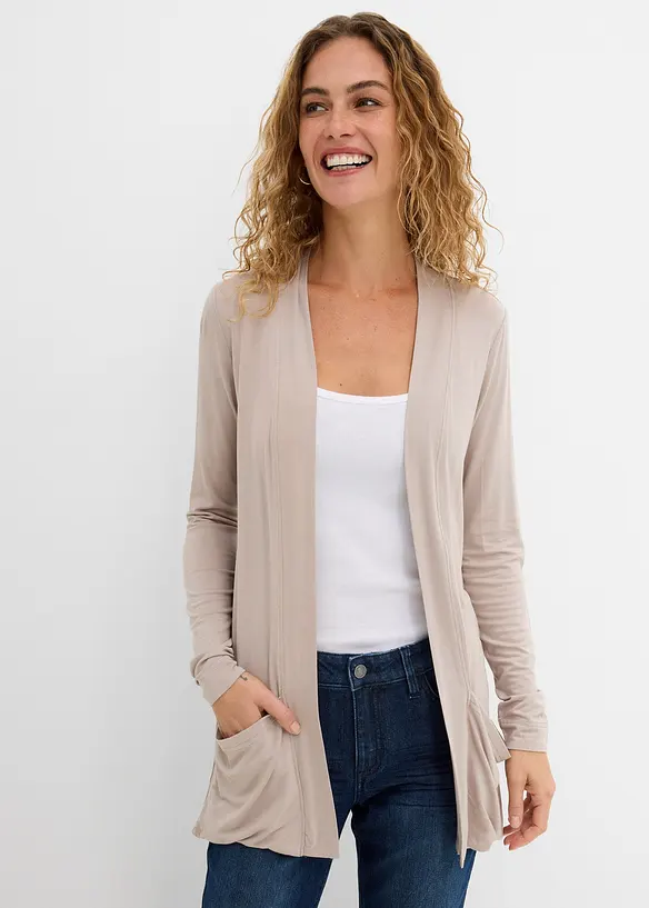 Shirtjacke aus softem Viskose-Mix in grau von vorne (im Anschnitt) - bonprix Shirtjacke aus softem Viskose-Mix in grau von vorne (im Anschnitt) - bonprix