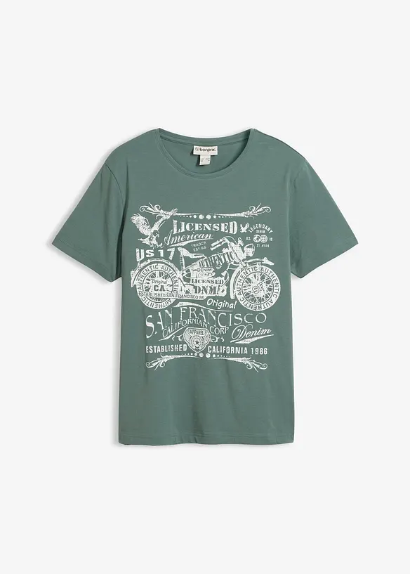T-Shirt aus reiner Baumwolle in grün von vorne - bonprix