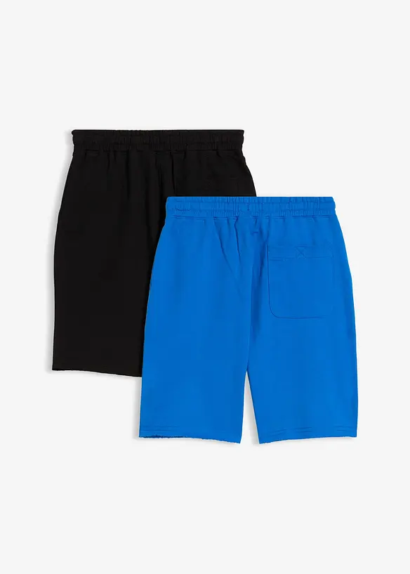 Sweat-Bermuda aus weichem Baumwol-Mix (2er Pack) in blau von hinten - bonprix