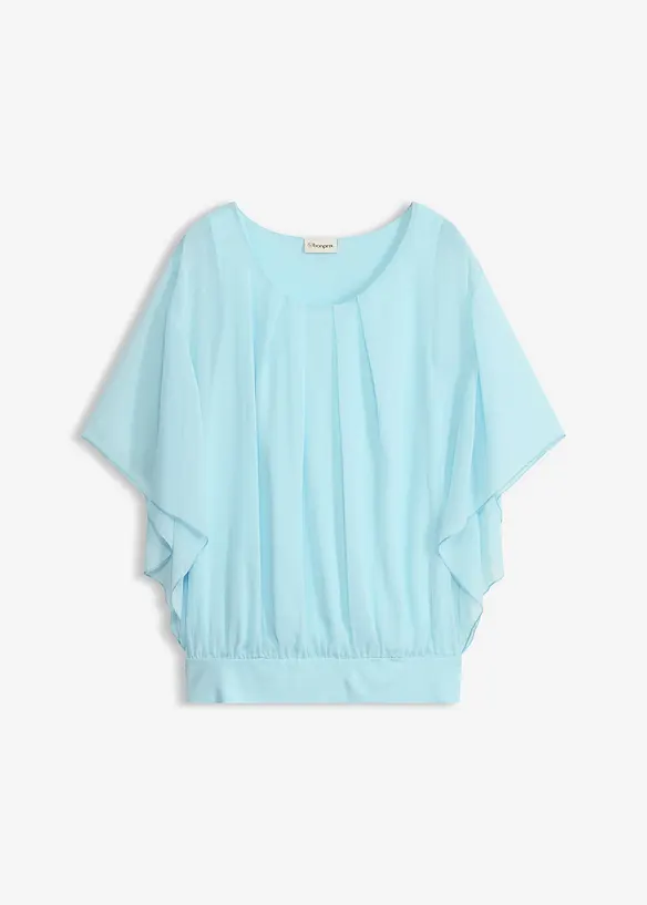 Chiffonbluse mit Fledermausärmel in blau von vorne - bonprix Chiffonbluse mit Fledermausärmel in blau von vorne - bonprix